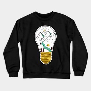 Mountains in a lightbulb creative handdrawn Gift Crewneck Sweatshirt